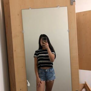 Black and white striped crop top